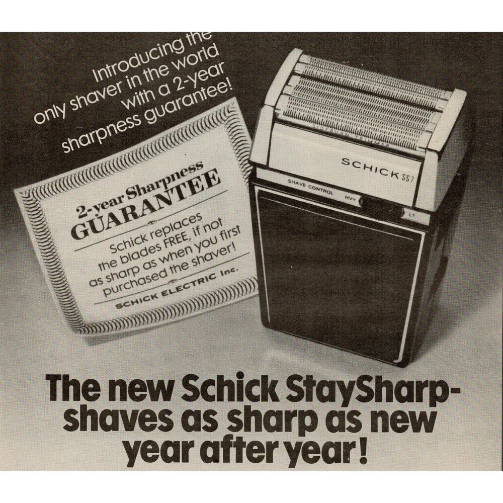 1972 Schick Staysharp Electric Razor Vintage Print Ad (L1) - Picture 2 of 3